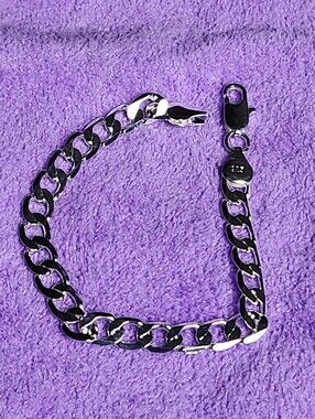 Silver Chunky Curb Chain Bracelet - Polished Sterling Silver